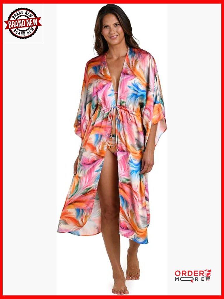 Long Kimono Swimsuit Cover Up With Open Front